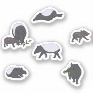 Tapir Family Dinner in Green Aufkleber