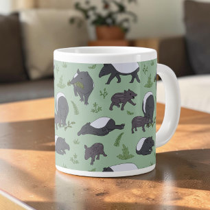 Tapir Family Dinner in Green Jumbo-Tasse