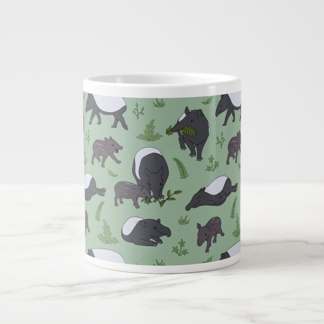 Tapir Family Dinner in Green Jumbo-Tasse (Vorderseite)