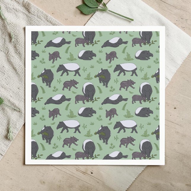 Tapir Family Dinner in Green Serviette (Von Creator hochgeladen)