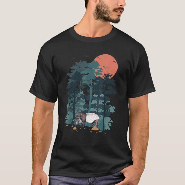 Tapir Mountain Pine Tree Sky Vögel fliegen Fore T-Shirt (Vorderseite)