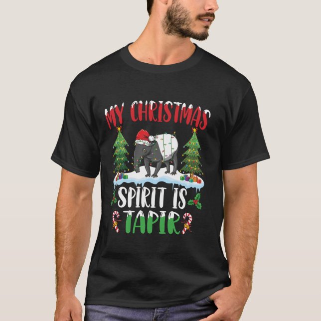 Tapir Tragen Weihnachtsmannmütze Weihnachtsgeist i T-Shirt (Vorderseite)