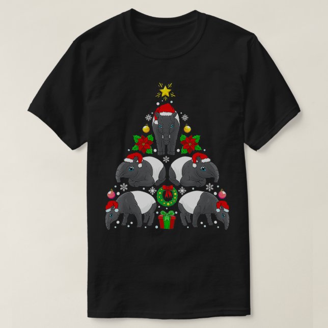 Tapir Weihnachtsbaum Weihnachtsgeschenke T-Shirt (Design vorne)
