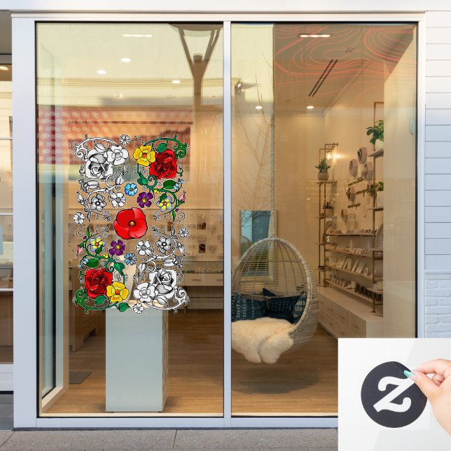 Tapis de fleurs au coquelicot fensteraufkleber (Schaufenster)