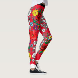 Tapis de fleurs au coquelicot leggings