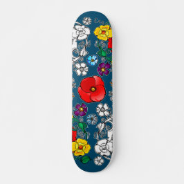 Tapis de fleurs au coquelicot skateboard