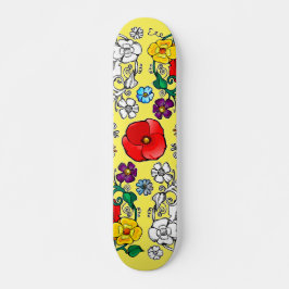 Tapis de fleurs au coquelicot skateboard
