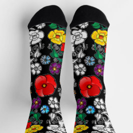 Tapis de fleurs au coquelicot socken