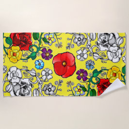 Tapis de fleurs au coquelicot strandtuch