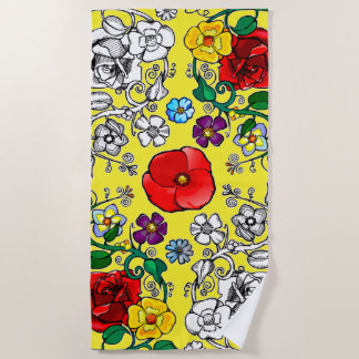 Tapis de fleurs au coquelicot strandtuch