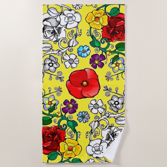 Tapis de fleurs au coquelicot strandtuch (Vorderseite)