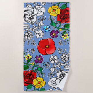 Tapis de fleurs au coquelicot strandtuch