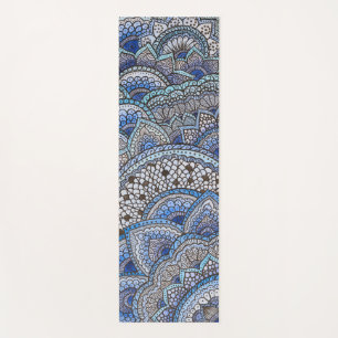 Tapis de yoga motif mandalu bleu yogamatte