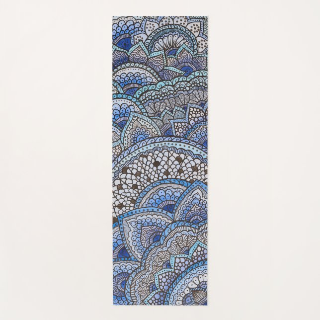 Tapis de yoga motif mandalu bleu yogamatte (Vorderseite)