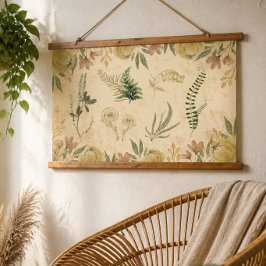 Tapisserie aus Botanischem und Blumenholz Wandteppich Mit Holzrahmen