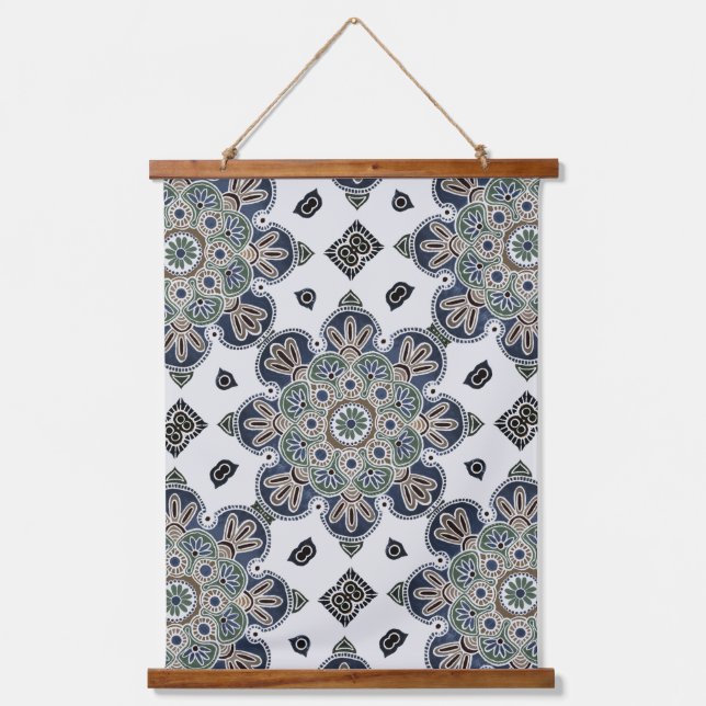 Tapisserie aus Holz mit Deckenwänden und Medallion Wandteppich Mit Holzrahmen (Vorderseite)