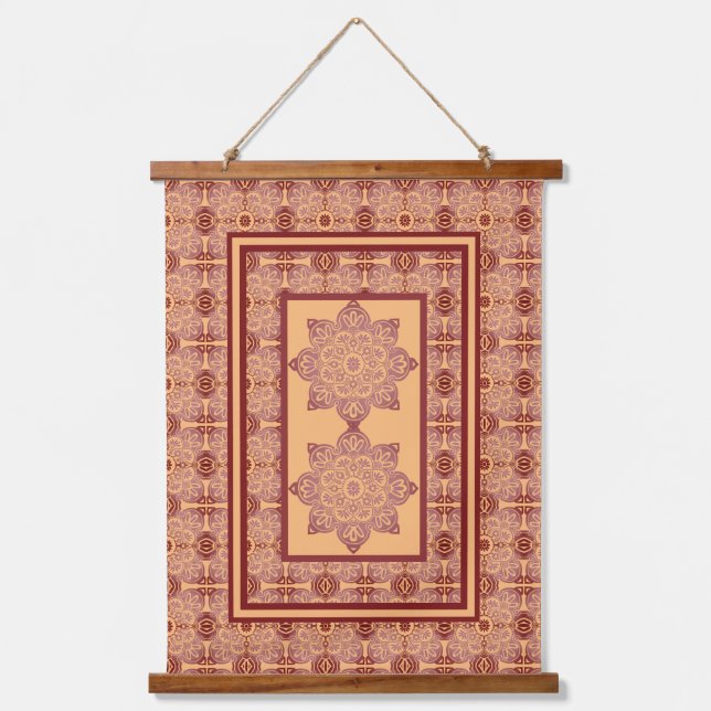 Tapisserie aus Holz und Mauve Wandteppich Mit Holzrahmen (Vorderseite)