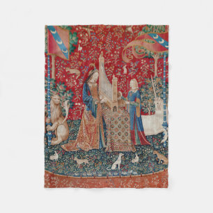 Tapisserie Dame à la Licorne mittelalterlich Hören Fleecedecke