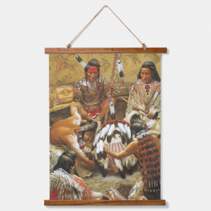 Tapisserie der amerikanischen Ureinwohner Wandteppich Mit Holzrahmen