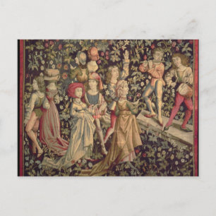 Tapisserie, die Tänzer und Musiker darstellt Postkarte