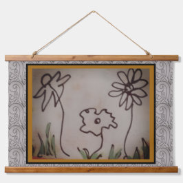 Tapisserie - Drei kleine Blumen Wandteppich Mit Holzrahmen