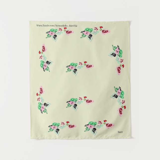 Tapisserie : Wein mit Rose Wandteppich (Vorderseite)