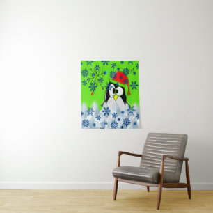 Tapisserien Weihnachtspenguin Wandteppich