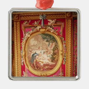 Tapisserieplatte, die Amor und Psyche darstellt Silbernes Ornament