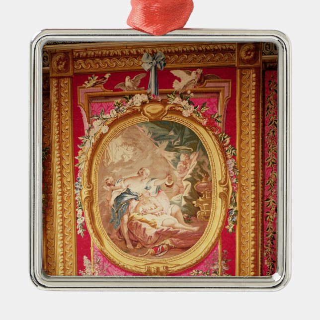 Tapisserieplatte, die Amor und Psyche darstellt Silbernes Ornament (Vorne)