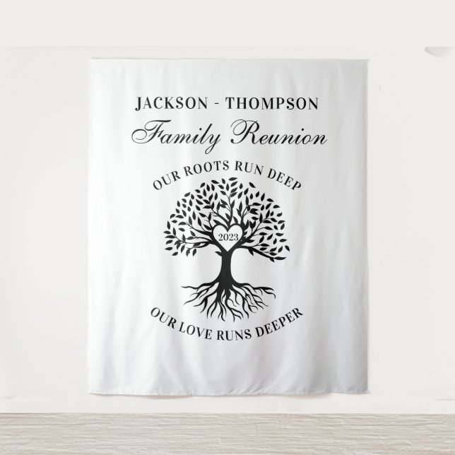 Tapiz Family reunion tree backdrop banner  Wandteppich (Vorderseite)