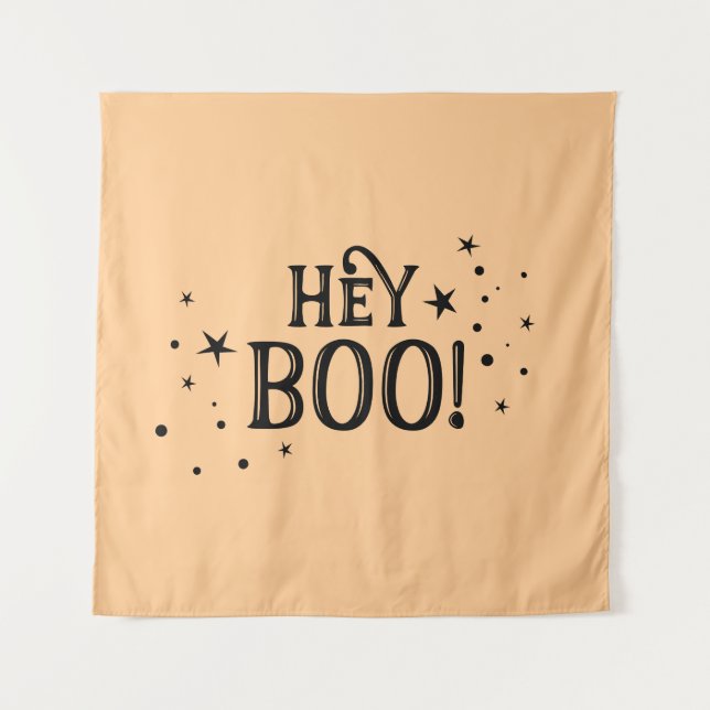 Tapiz Hey Boo! Halloween Backdrop party banner  Wandteppich (Vorderseite)
