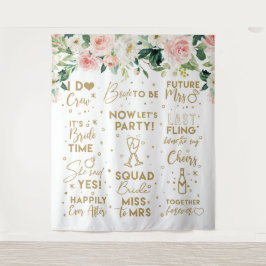 Tapiz She said yes Floral Blush Bridal Banner Wandteppich