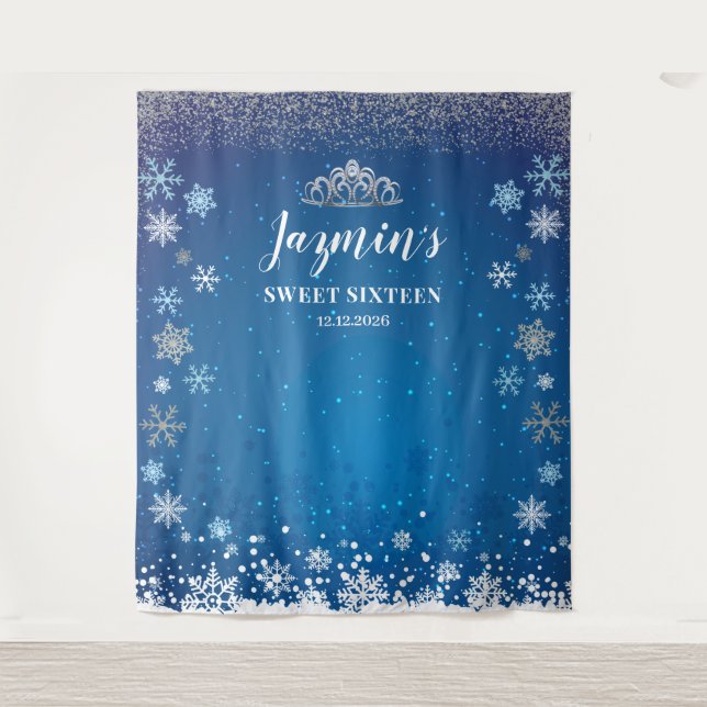 Tapiz Snow Princess Winter Sweet 16 Backdrop Wandteppich (Vorderseite)