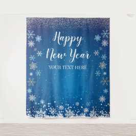 Tapiz Snow Winter Happy New Year Backdrop Wandteppich