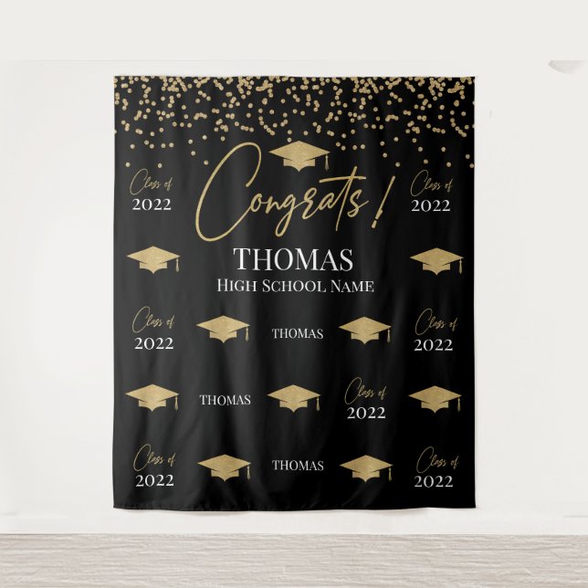 Tapiz Step and repeat Graduation Backdrop banner Wandteppich (Vorderseite)