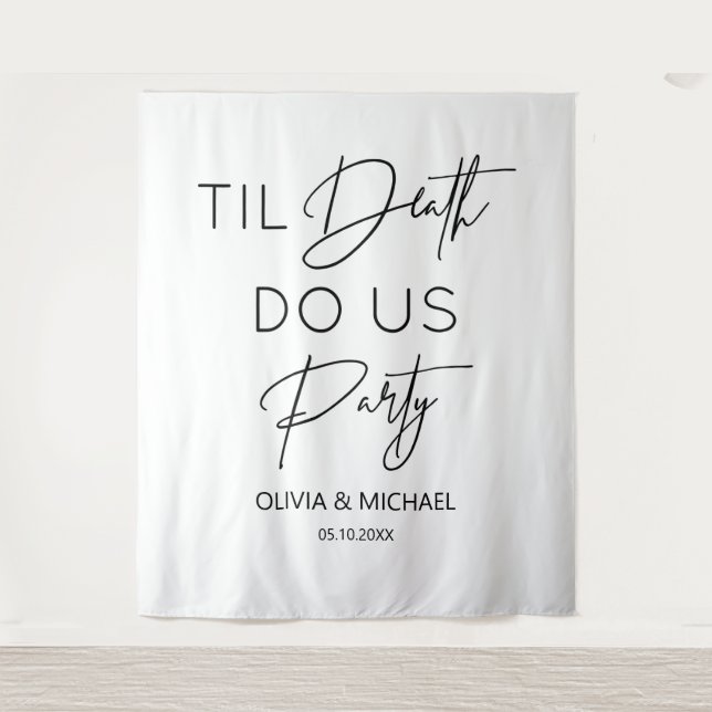 Tapiz  Til death do us party wedding thite backdro Wandteppich (Vorderseite)