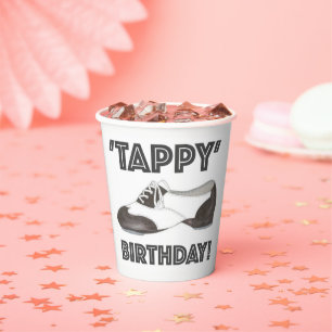 Tappy Birthday Schwarz-weiß Gestochen Tanzlehrer S Pappbecher