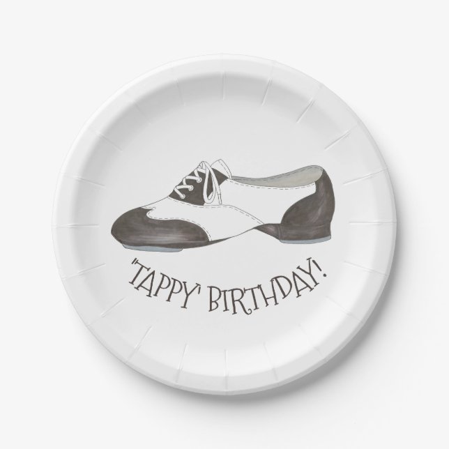 Tappy Happy Birthday Dance Teacher Stich Shoe Danc Pappteller (Vorderseite)
