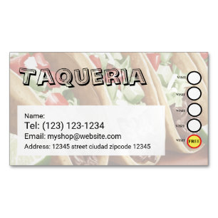 TAQUERIA-Dienstleistungen editierbare Visitenkarte Magnetische Visitenkarte