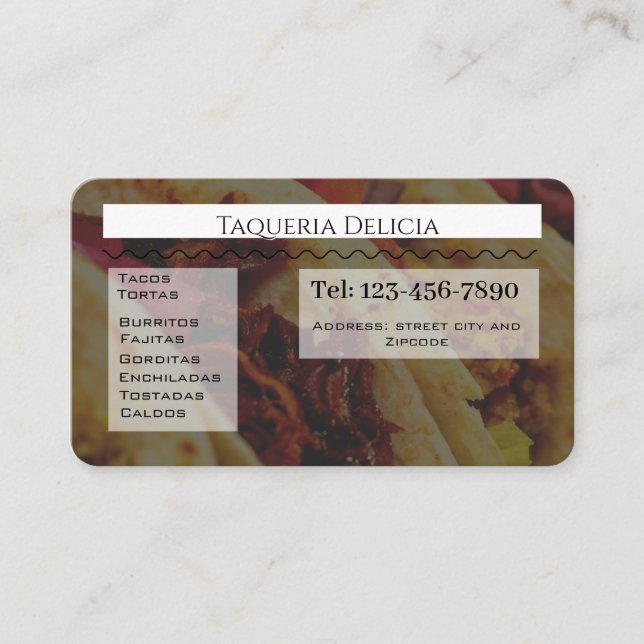 taqueria / restaurant editable card  visitenkarte (Vorderseite)