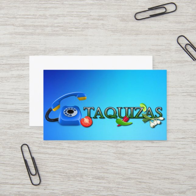 Taquizas Visitenkarte (Vorderseite/Rückseite Beispiel)
