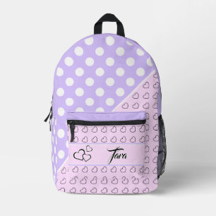 "Tara"-Namensvorlage - Pastellrosa und Lavendel Bedruckter Rucksack