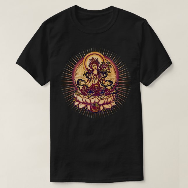 Tara, Tibet Buddhismus Lotus Meditation Yoga Om Sp T-Shirt (Design vorne)