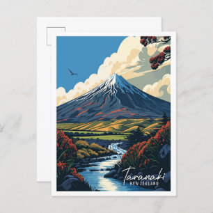 Taranaki Neuseeland Vintage Reise Illustration Postkarte