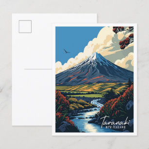 Taranaki Neuseeland vintage Reiseillustration Postkarte