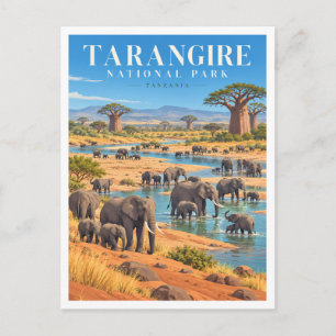 Tarangire-Nationalpark Elefantentreffen Postkarte