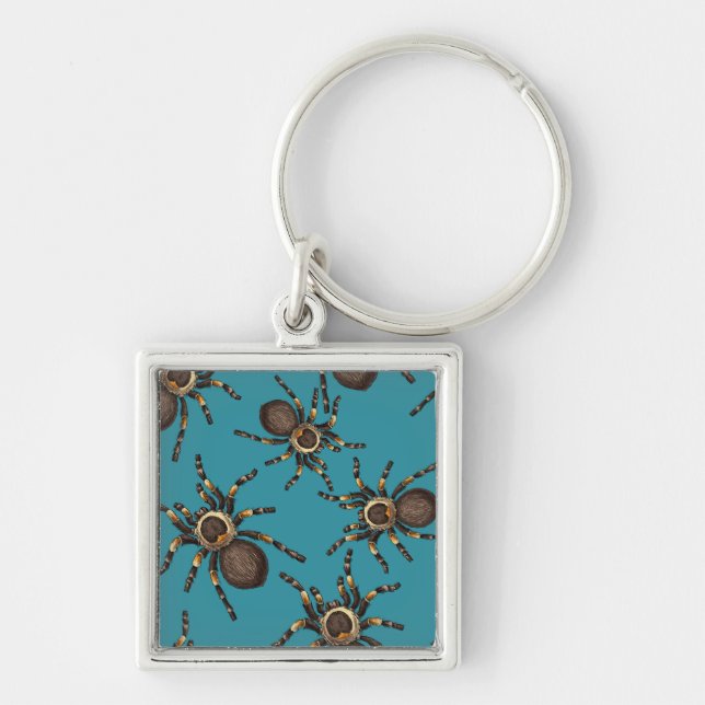 Tarantula auf blau schlüsselanhänger (Vorne)