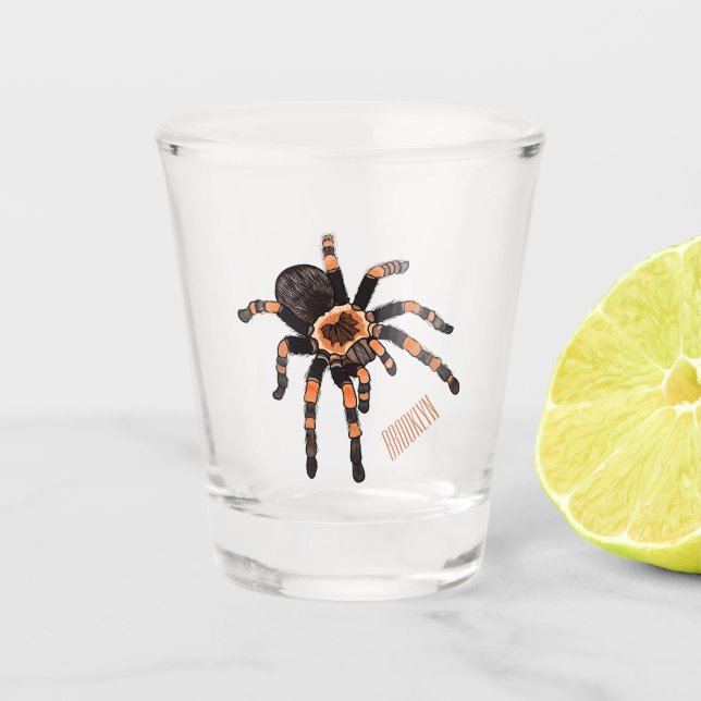 Tarantula-Cartoon Schnapsglas (Vorderseite)