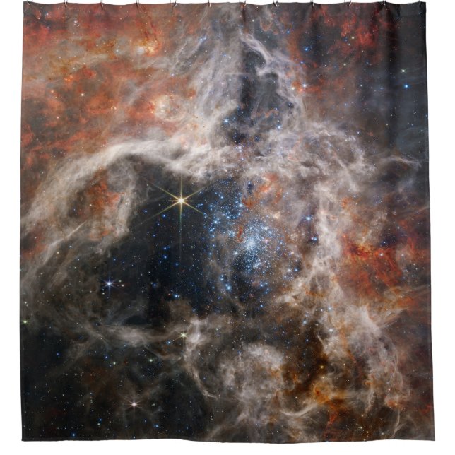 Tarantula Nebula Bild von JWST Duschvorhang (Vorderseite)