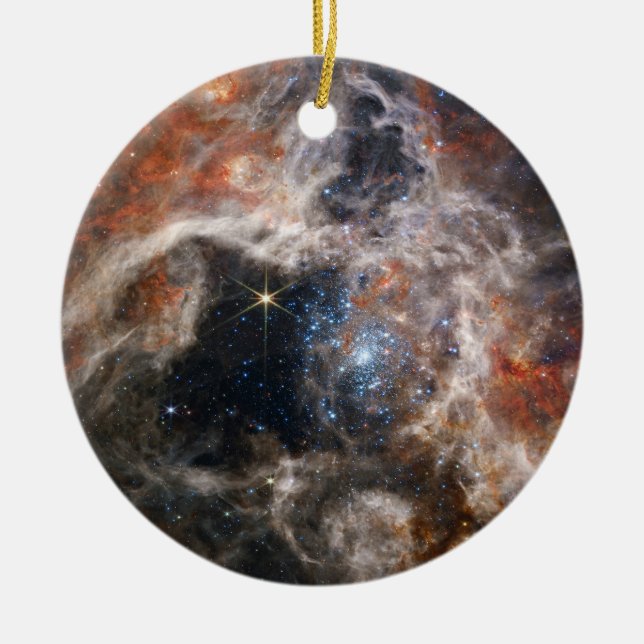 Tarantula Nebula Bild von JWST Keramik Ornament (Vorne)